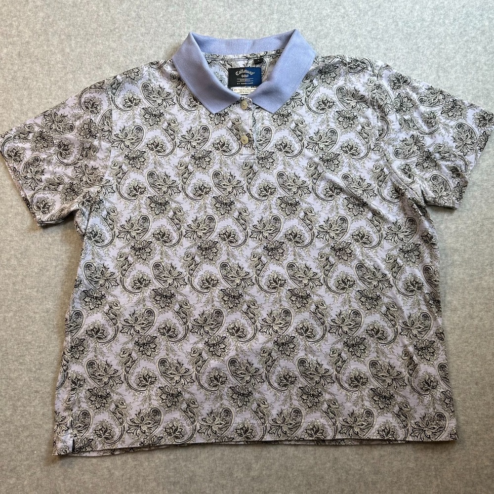 Vintage Callaway Golf Mens L Polo Paisley 100% Cotton Mercerized Nordstrom 90s